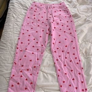 Pink Jeans with Cute Hearts